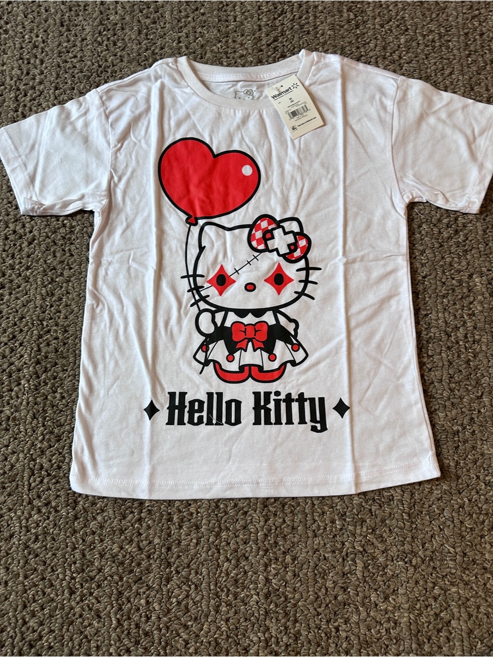 Hello Kitty White Tee with Red and Black Graphic (M)